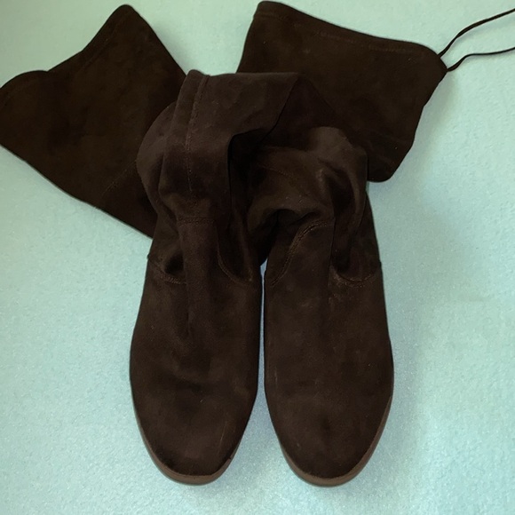 ZIGI SOHO Karsten over the knee faux suede slip on tie at top black boots size 8 - Picture 4 of 12